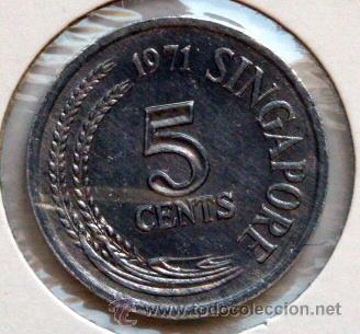 Monedas antiguas de Asia: Moneda de SINGAPUR 5 CENTS 1971 - Foto 1