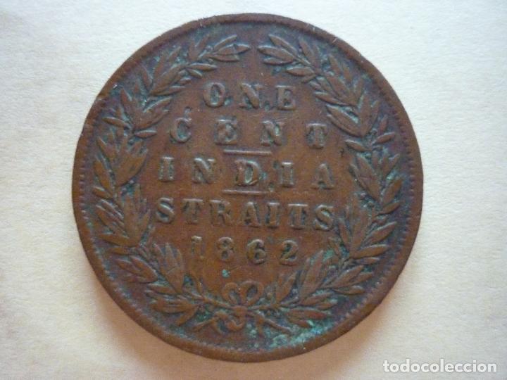 Monedas antiguas de Asia: INDIA STRAITS - 1 CENT - 1862 - Foto 2