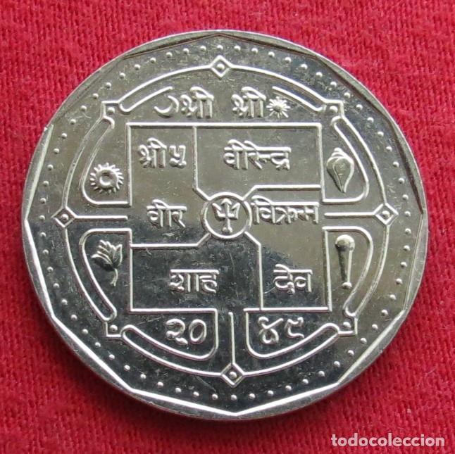 Monedas antiguas de Asia: Nepal 1 rupee 1992 2049 unc - Foto 2