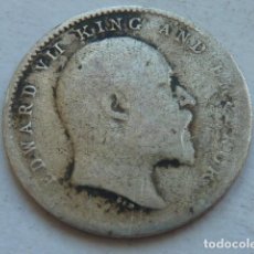 Monedas antiguas de Asia: ESCASA MONEDA DE PLATA DE 2 ANNAS DE 1907, INDIA BRITANICA, EMPERADOR EDUARDO VII, INGLATERRA