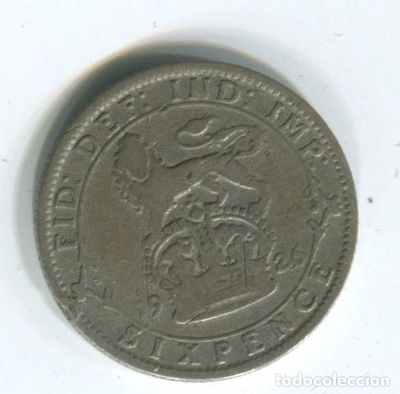 Monedas antiguas de Asia: India, sixpence 1926 - Foto 2