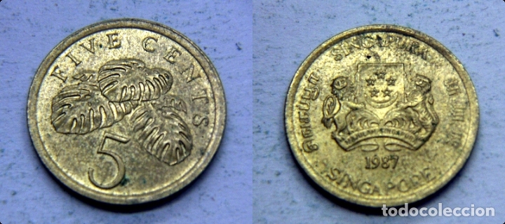 Monedas antiguas de Asia: MONEDA DE SINGAPUR 5 CENTS 1987 - Foto 1
