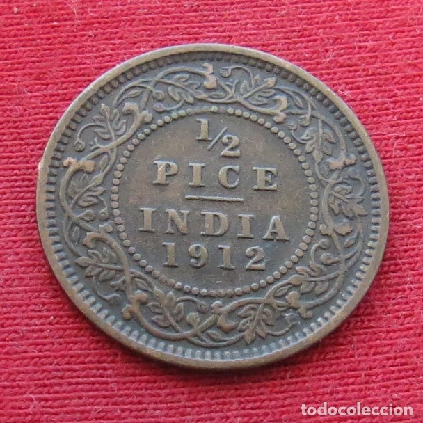 Monedas antiguas de Asia: India 1/2 pice 1912 - Foto 1