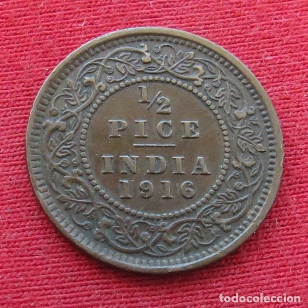 Monedas antiguas de Asia: India 1/2 pice 1916 - Foto 1