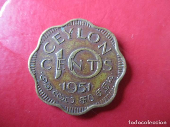 Monedas antiguas de Asia: Ceylon. 10 centimos de Jorge VI 1951 - Foto 2