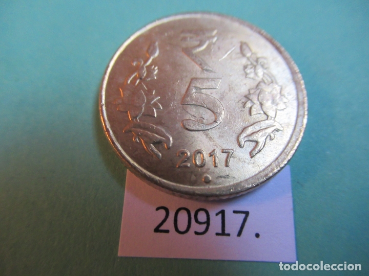 Monedas antiguas de Asia: India 5 rupias 2017 Noida - Foto 1