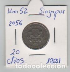 Monedas antiguas de Asia: MONEDA SINGAPUR 20 CENTAVOS 1991 - Foto 1