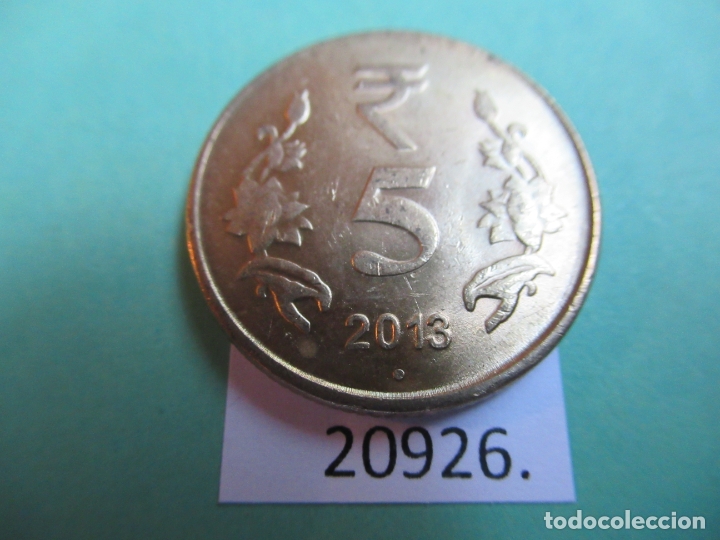 Monedas antiguas de Asia: India 5 rupias 2013 Noida - Foto 1