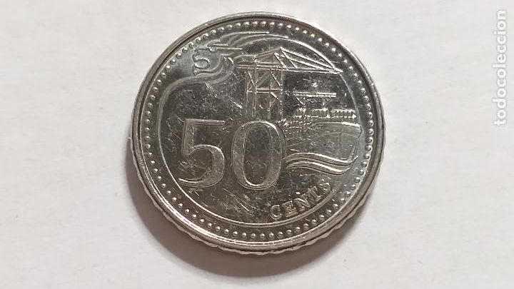 Monedas antiguas de Asia: Moneda de Singapur. 50 cent. A&ntilde;o 2013 - Foto 2