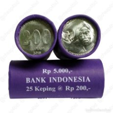 Monedas antiguas de Asia: INDONESIA ROLLO DE 25 MONEDAS DE 200 RUPIAS 2016 S/C