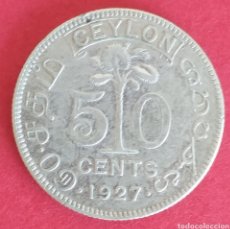 Monedas antiguas de Asia: CEYLON 50 CÉNTAVOS DE PLATA 1927 JORGE V. Lote 274622543