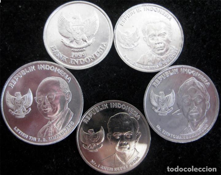 Monedas antiguas de Asia: Indonesia: Set de 5 monedas (1999-2016): 100 + 100, 200, 500 y 1000 Rupias. Sin Circular./ Ver Fotos