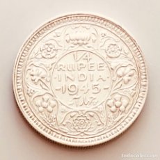 Monedas antiguas de Asia: BONITO 1/4 RUPIA PLATA IMPERIO BRITÁNICO INDIA. Lote 296027478