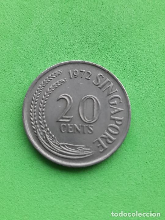 Monedas antiguas de Asia: Singapur. 20 C&eacute;ntimos. A&ntilde;o 1972. - Foto 2