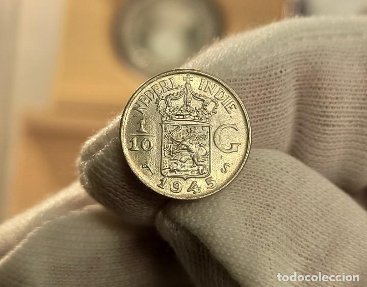 Alte M&uuml;nzen aus Asien: Indias Holandesas Netherlands East Indies 1/10 Gulden 1945 S Km 318 Plata Sc- aUnc