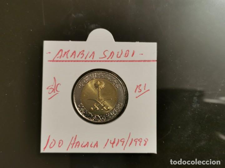 Monedas antiguas de Asia: ARABIA SAUDI 100 HALALA 1998(1419) S/C KM=66 (BIMETALICA)