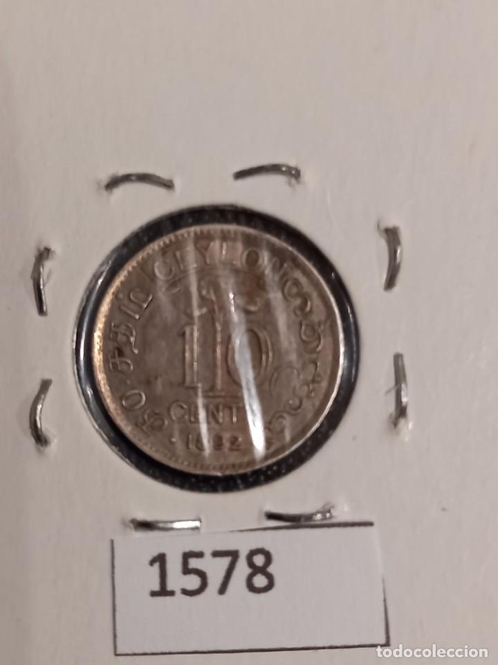 Monedas antiguas de Asia: Ceilan 10 c&eacute;ntimos 1892 - Foto 2