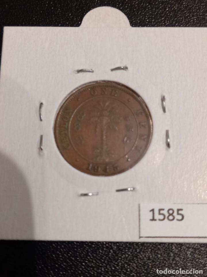 Monedas antiguas de Asia: Ceilan 1 c&eacute;ntimo 1945 - Foto 2