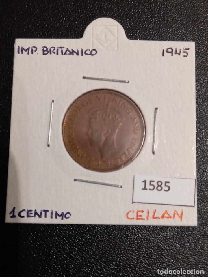 Monedas antiguas de Asia: Ceilan 1 c&eacute;ntimo 1945 - Foto 1