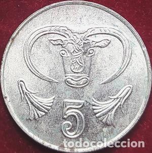 Monedas antiguas de Asia: moneda 5 centavos chipre 1994 km 553 - Foto 1