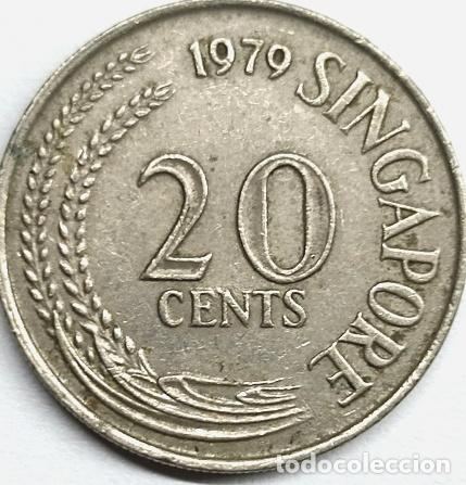 Monedas antiguas de Asia: moneda 20 centavos singapur 1979 - Foto 1
