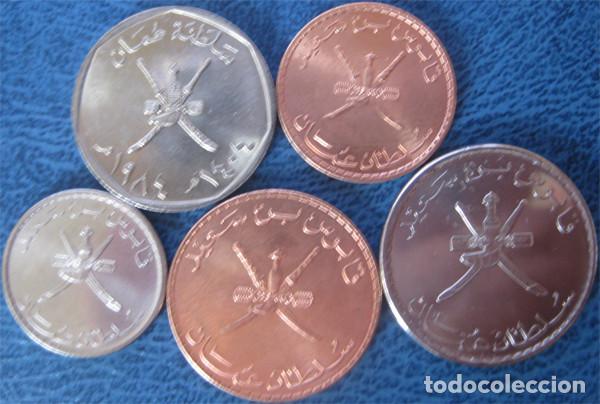 Monedas antiguas de Asia: Om&aacute;n, Set de 5 monedas: 5, 10, 25, 50 y 100 Baisa./ Sin Circular (fotos).
