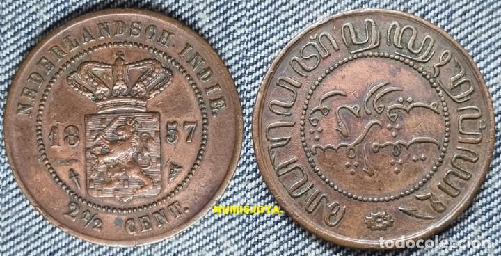 Old Coins of Asia: Pa&iacute;ses Bajos INDONESIA. 2 1/2 centavos a&ntilde;o 1857 Bronce. Peso 12,34 gr. 31 mm.