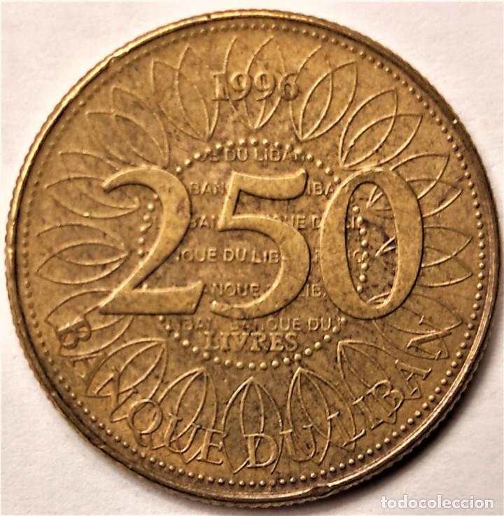Monedas antiguas de Asia: LIBANO (1995-2018) - 250 LIBRAS 1996 - A - 5,30 GR. COBRE-ALUMINIO-NIQUEL- DIAMETRO 23,50 - KM#36