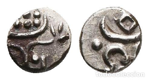 Monedas antiguas de Asia: * MUY BONITO CHUCKRAM DE AYILYAM THIRUNAL RAMA VARMA. 1860-1880. TRAVANCORE (INDIA). PLATA. KM#21 *