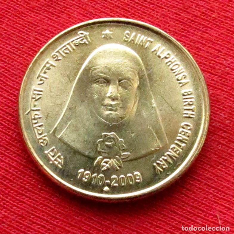 Monedas antiguas de Asia: India 5 rupees 2009 Saint Alphonsa unc - Foto 1