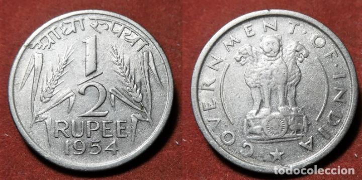 Monedas antiguas de Asia: MONEDA DE LA INDIA 1/2 RUPIA 1954 - Foto 1