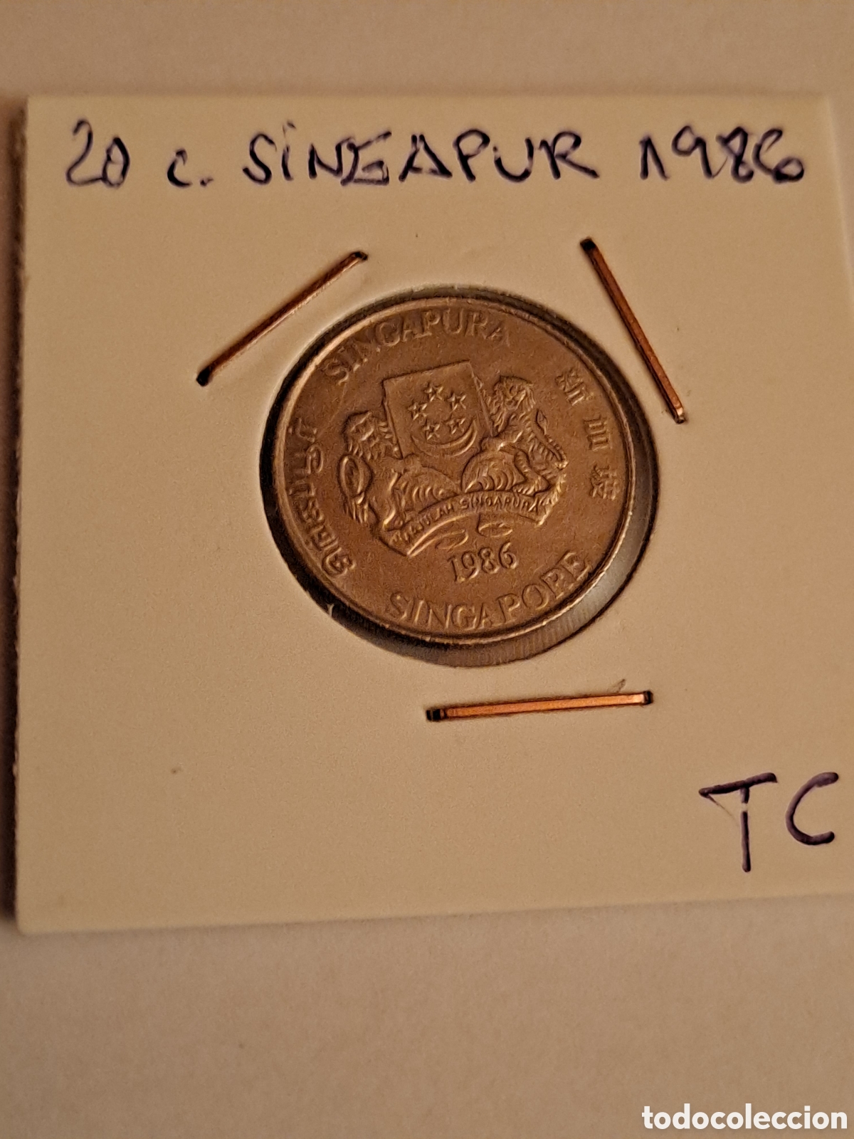 Monedas antiguas de Asia: Moneda 20 c. SINGAPUR 1986 MBC - Foto 1