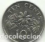 Alte M&uuml;nzen aus Asien: 10 CENTS SINGAPURA - 1991 - COBRE-NICKEL - FOTOS