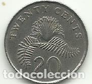 Alte M&uuml;nzen aus Asien: 20 CENTS SINGAPURA - 1985 - COBRE-NICKEL - FOTOS