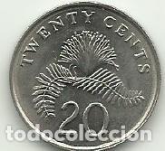 Alte M&uuml;nzen aus Asien: 20 CENTS SINGAPURA - 1991 - COBRE-NICKEL - FOTOS