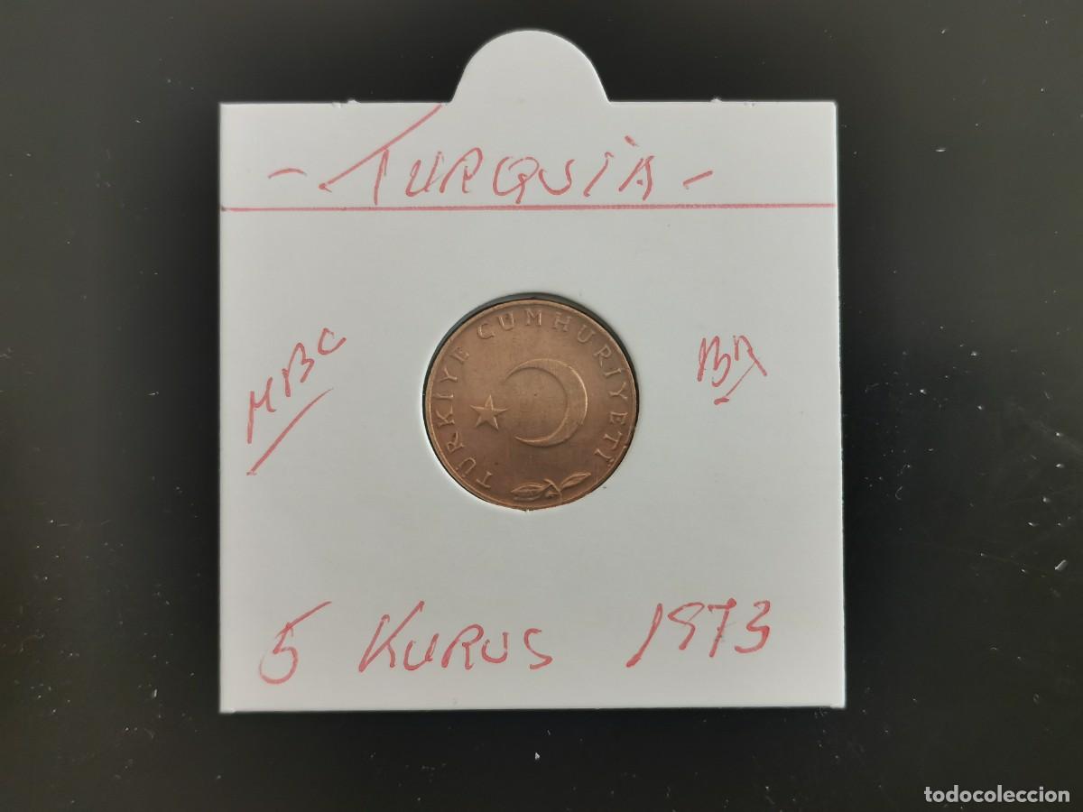 Alte M&uuml;nzen aus Asien: TURQUIA 5 KURUS 1973 MBC KM=890.2 (BRONCE)