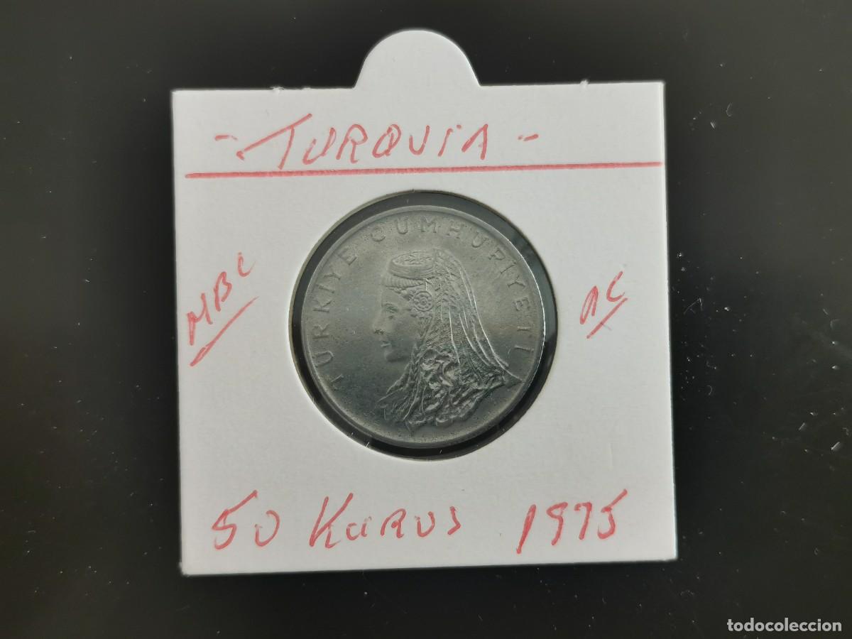 Alte M&uuml;nzen aus Asien: TURQUIA 50 KURUS 1975 MBC KM=899 (ACERO)