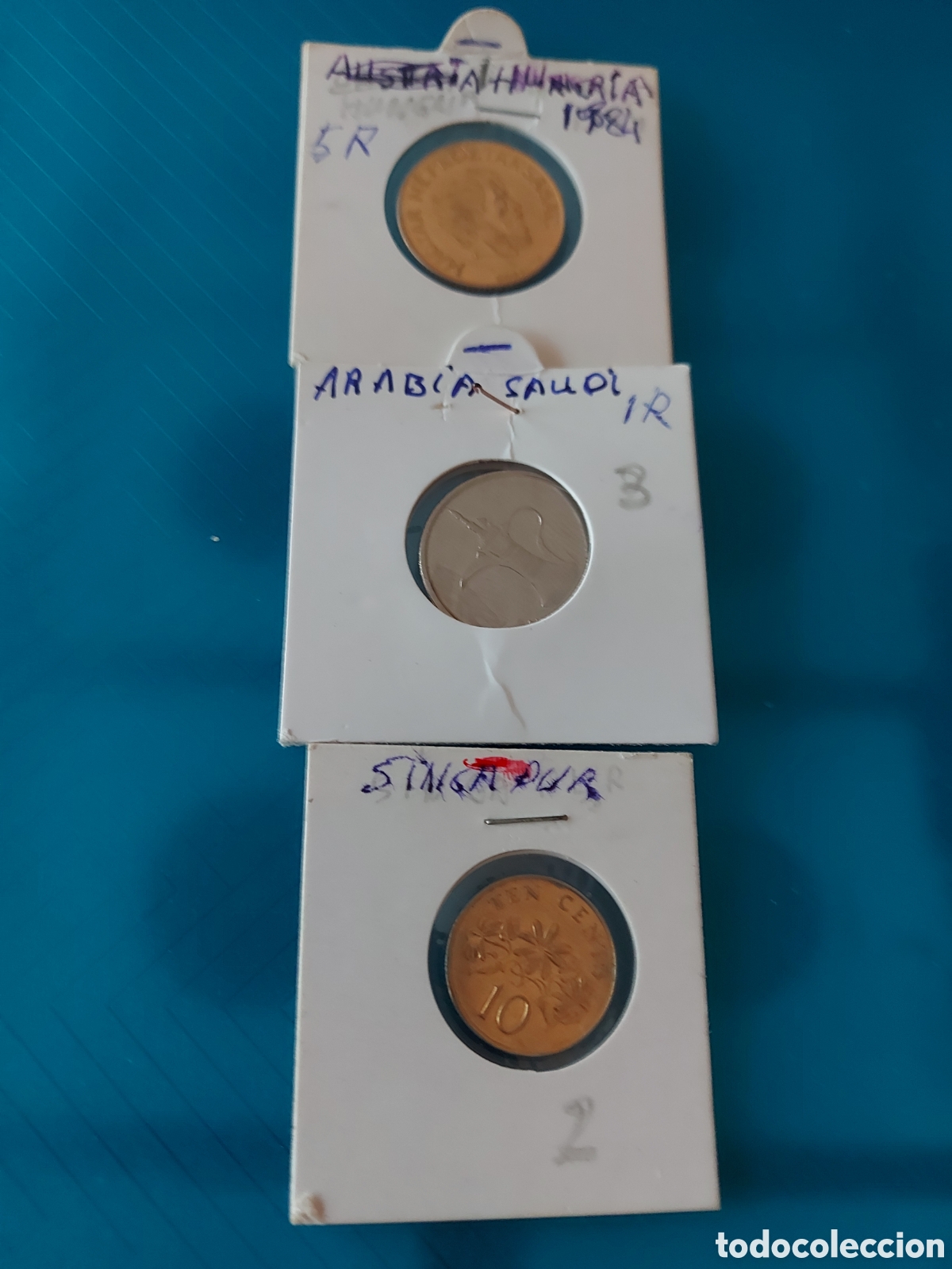 Monedas antiguas de Asia: 3Hungria Arabia Singapur - Foto 1