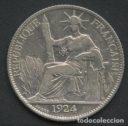 Monnaies anciennes d'Asie: INDOCHINA, MONEDA DE PLATA, LIBERTY, VALOR: 20 CENTS, 1924 A