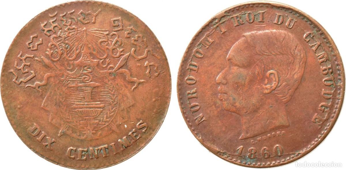 Monedas antiguas de Asia: CAMBOYA 10 CENTIMOS 1860 - Foto 1