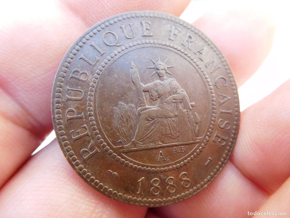 Monedas antiguas de Asia: Indochina 1 Cent 1888 A - Foto 5