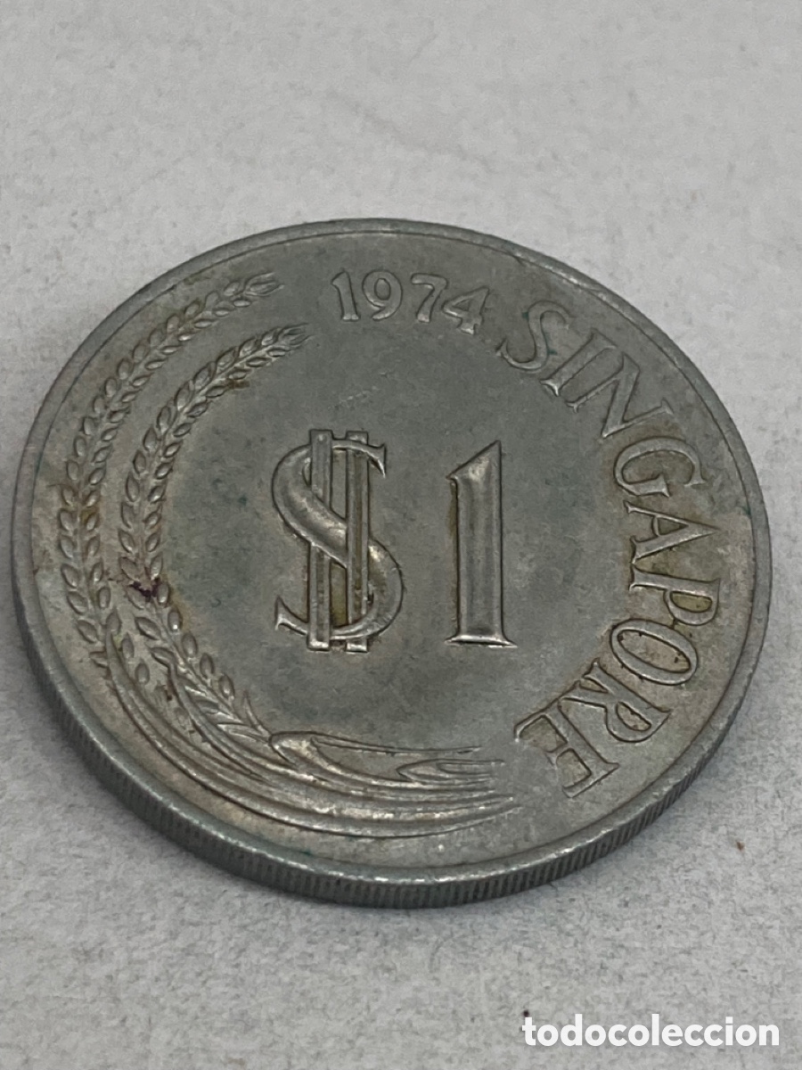 Monedas antiguas de Asia: Moneda 1 $ Singapure 1974 J1 - Foto 2