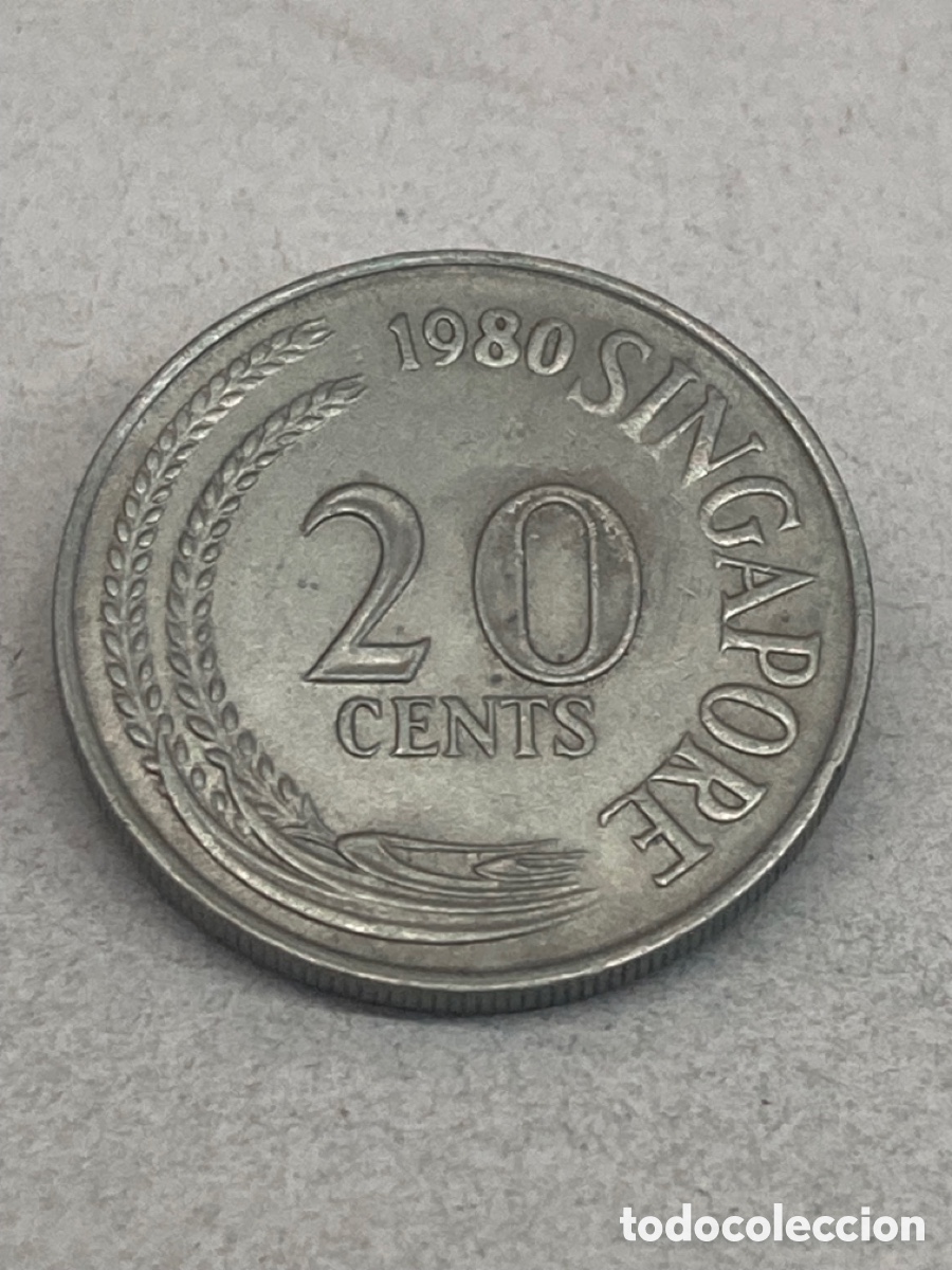 Monedas antiguas de Asia: Moneda de 20 C&eacute;ntimos 1980 Singapure - Foto 1