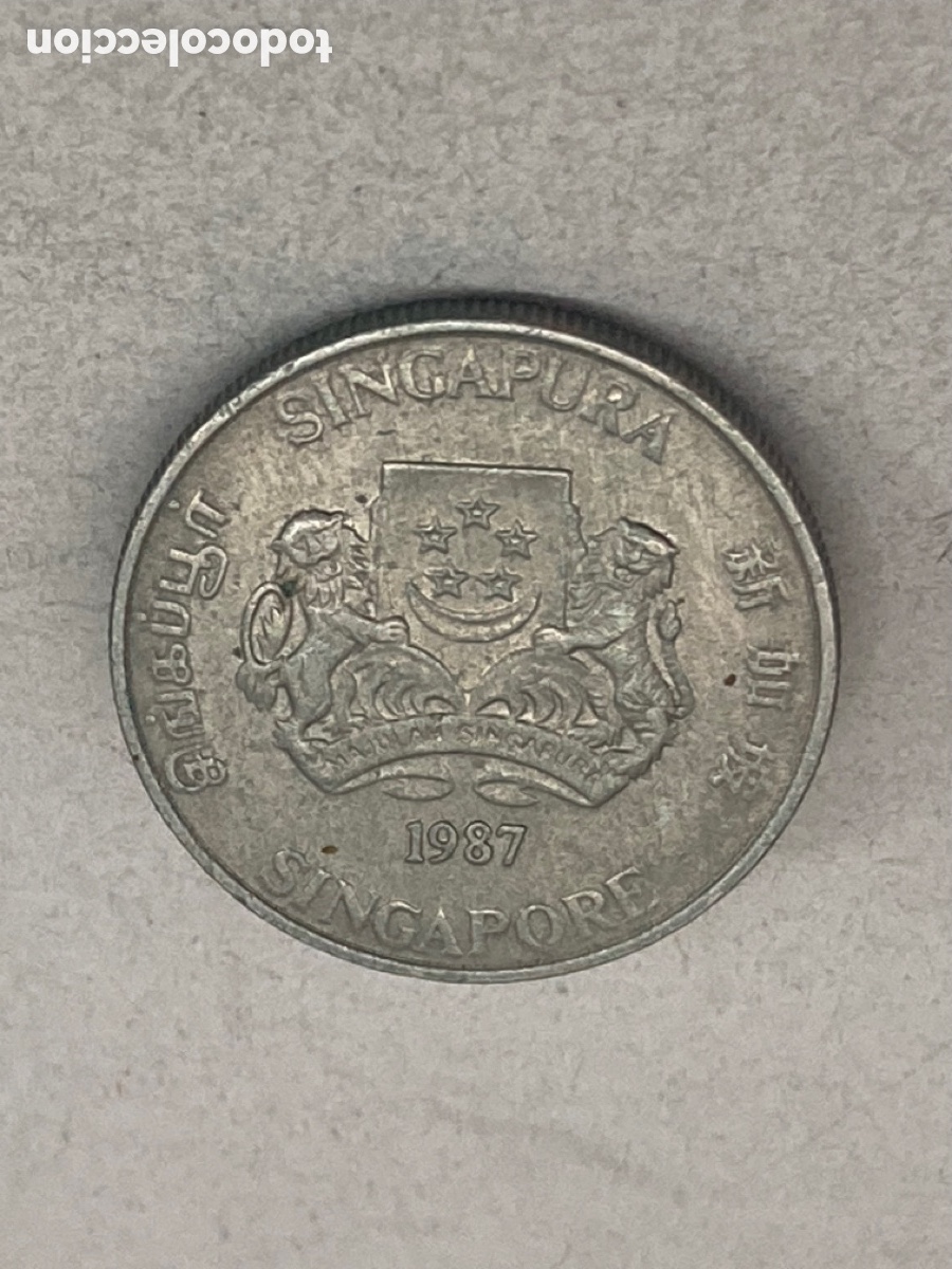 Monedas antiguas de Asia: Moneda 20 c&eacute;ntimos Singapur 1987 J1 - Foto 2