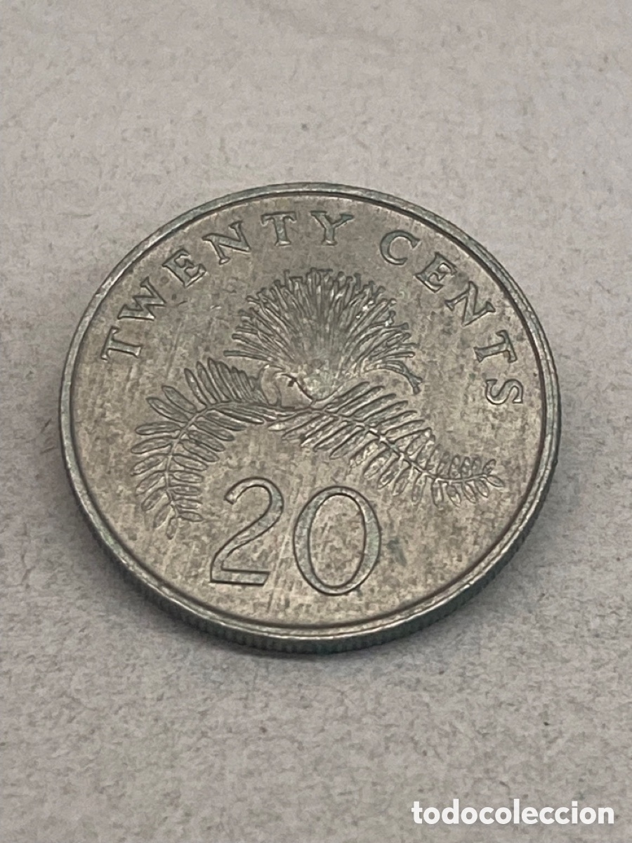 Monedas antiguas de Asia: Moneda 20 c&eacute;ntimos Singapur 1987 J1 - Foto 1