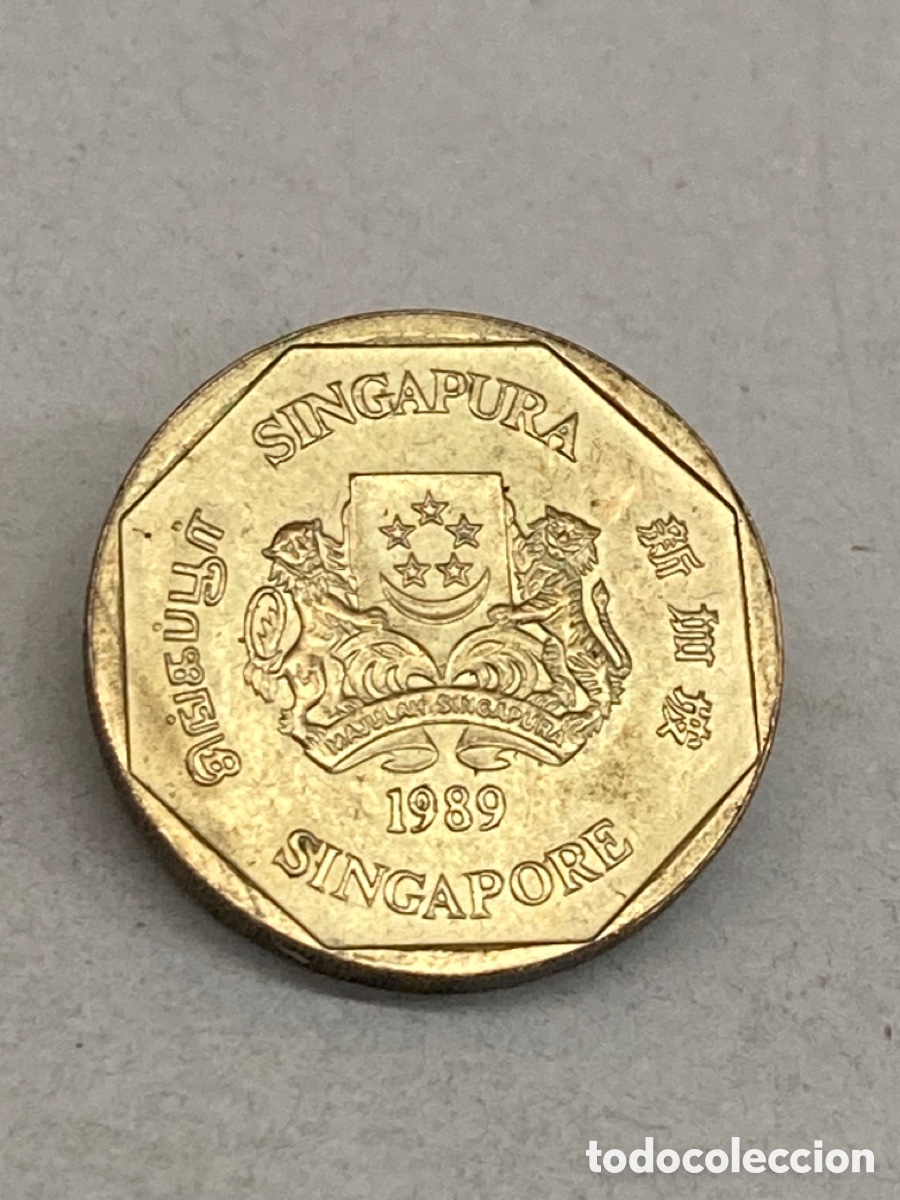Monedas antiguas de Asia: Moneda 1$ Singapure 1989 - Foto 2