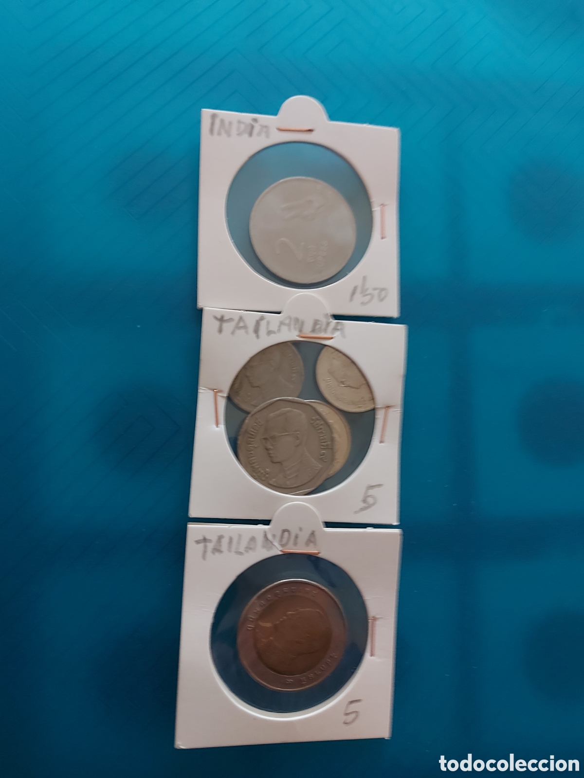 Monedas antiguas de Asia: 5 Tailandia1 deIndia - Foto 1