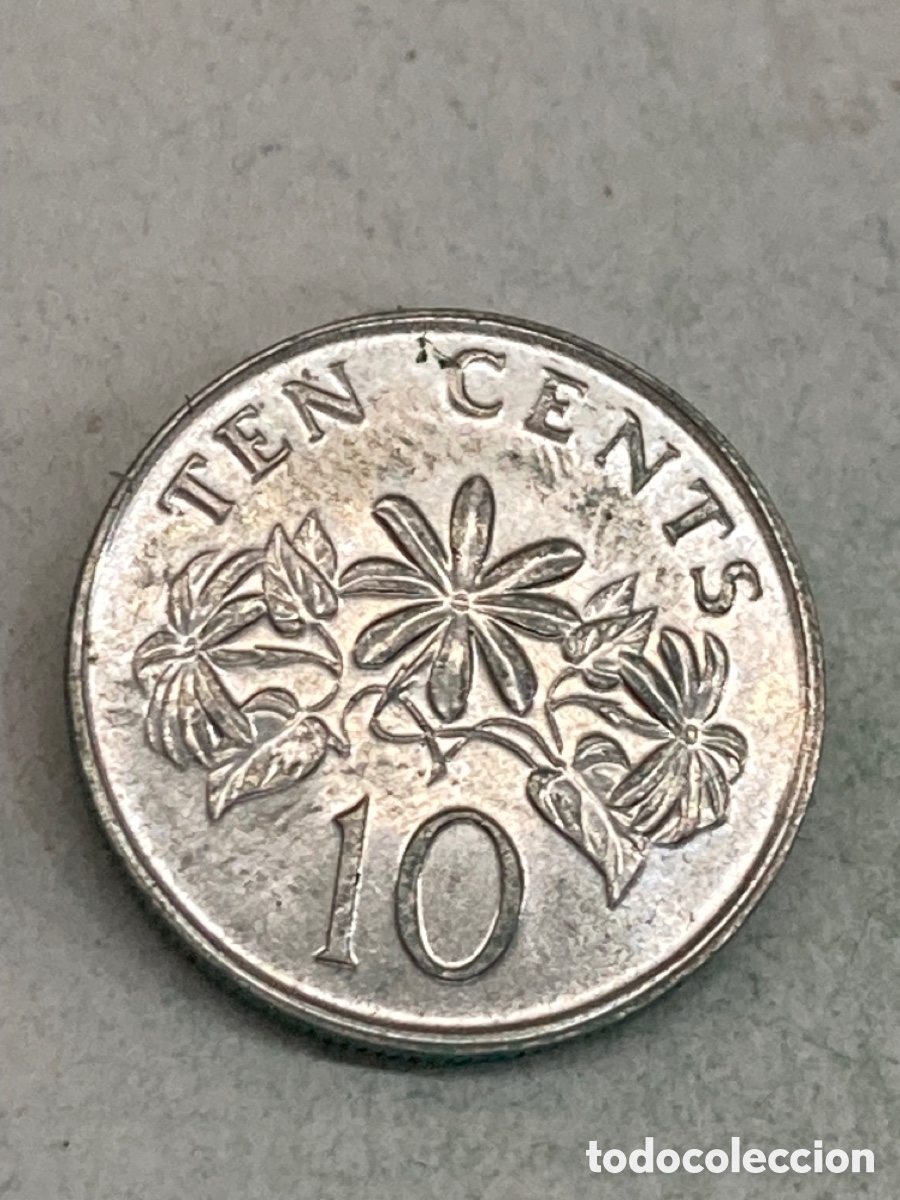 Monedas antiguas de Asia: Moneda 10 Cents Singapure 1987 - Foto 2