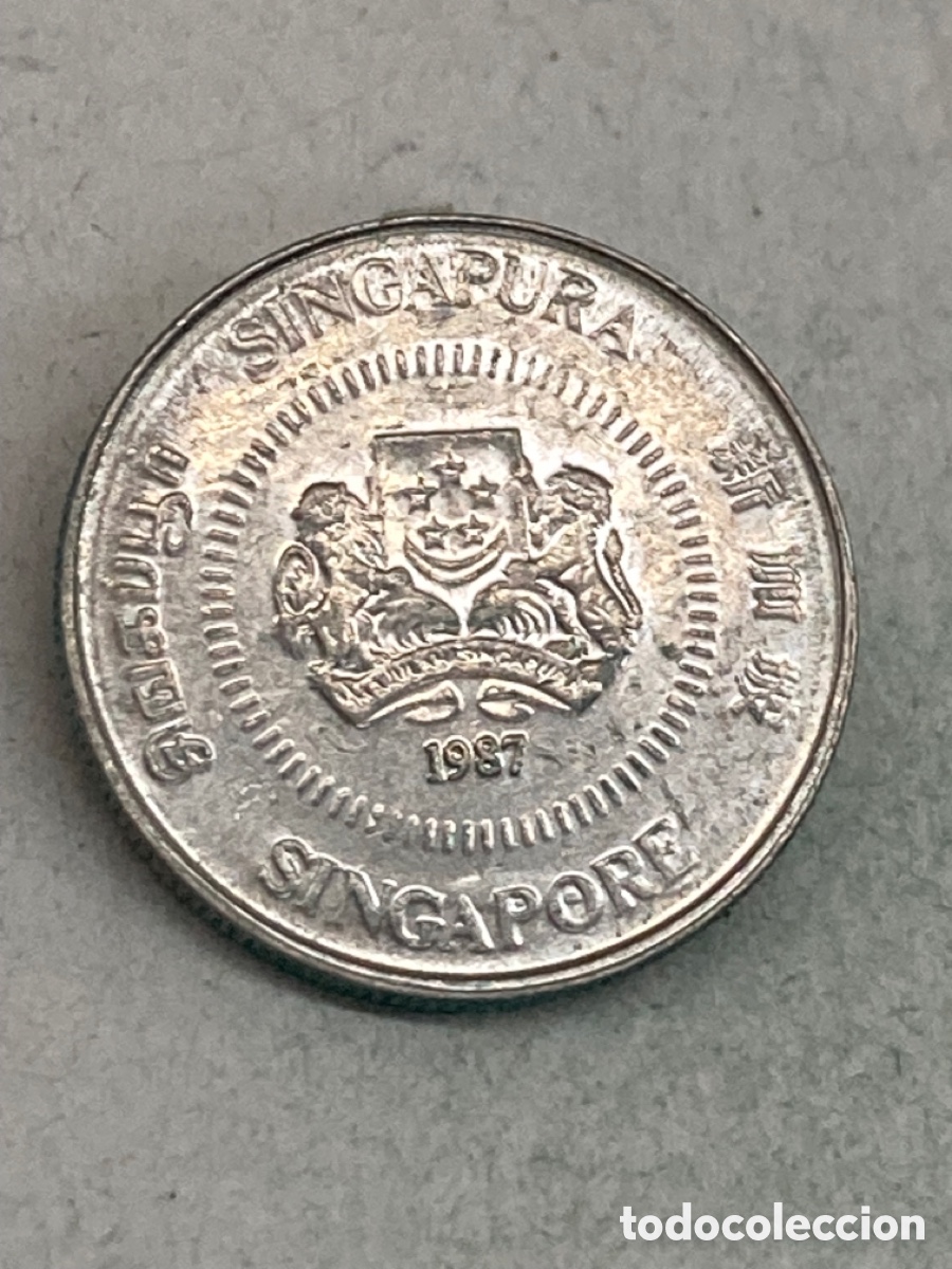 Monedas antiguas de Asia: Moneda 10 Cents Singapure 1987 - Foto 1