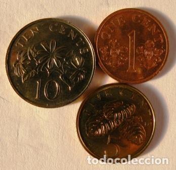 Monedas antiguas de Asia: Lote de 3 monedas de Singapur s/c - Foto 2
